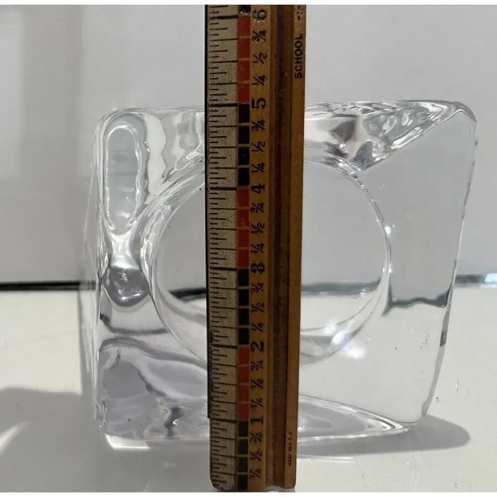 VTG MCM  Ice Crystal Munro Glass Pyramid LG Pillar Candle Holder Art